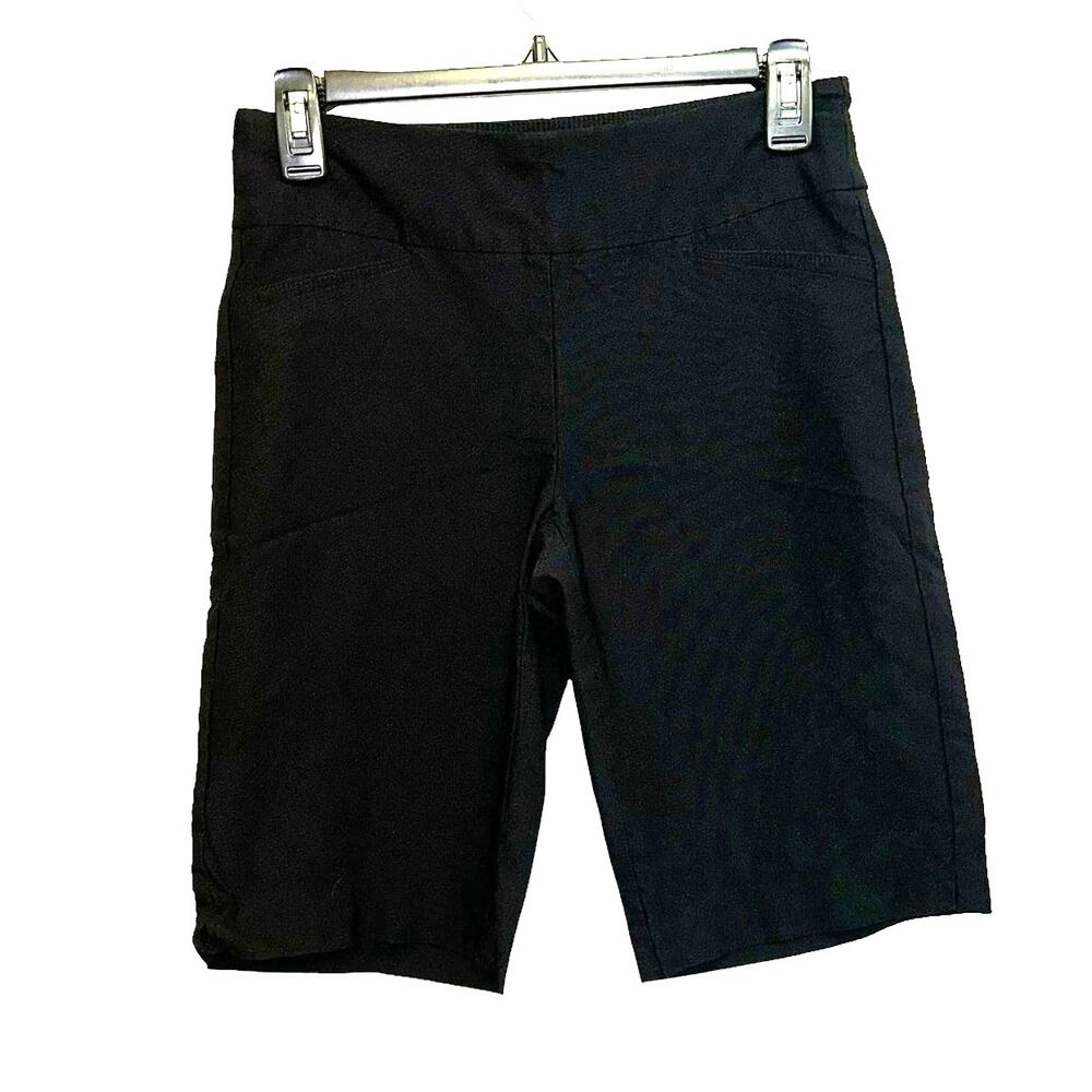 Attyre Black Bermuda Shorts Women's Size 2‎ Pull-On Stretch Flat Front Casual